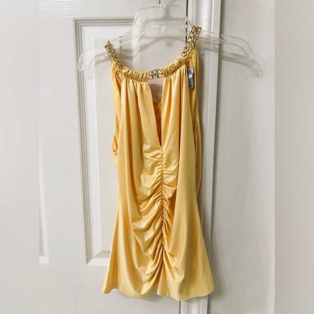 Cache Yellow Dress with Gold Accents - great condition